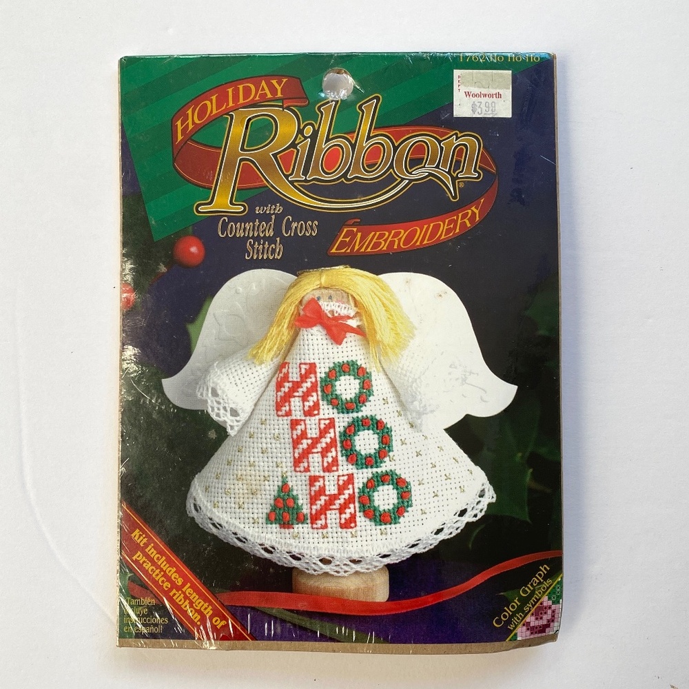 Holiday Ribbon Embroidery Angel Ho Ho Ho Christmas Cross Stitch Kit 1762